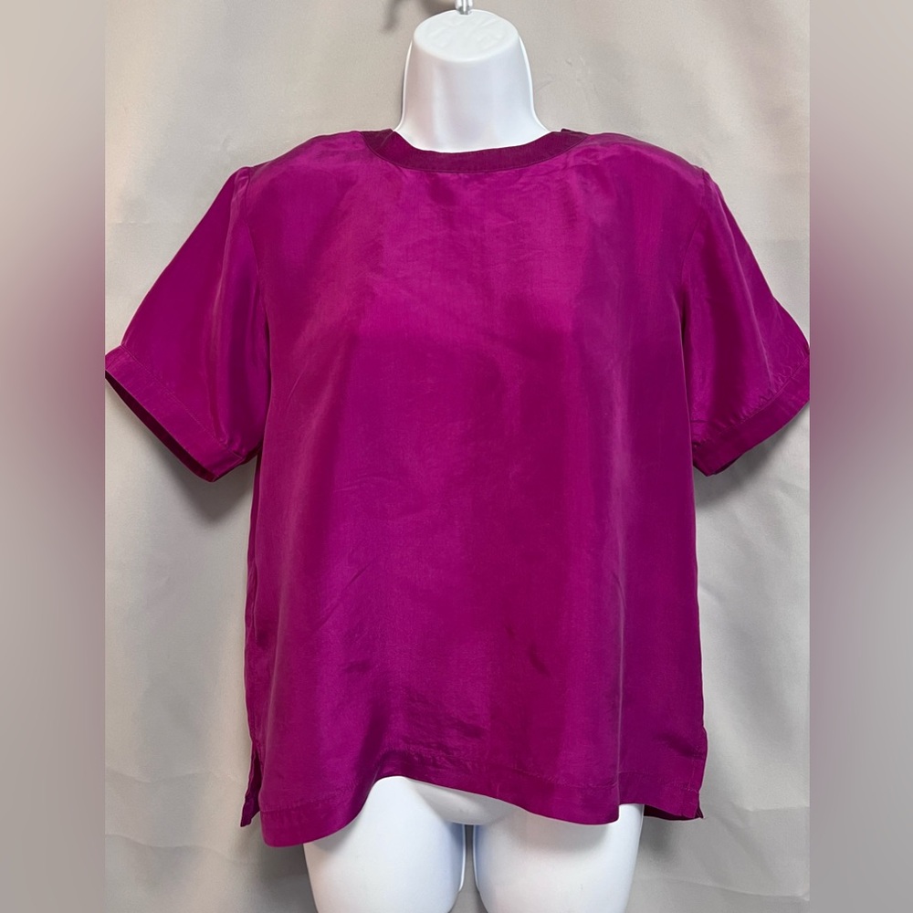 Vintage Willow Ridge Fuchsia  Classic Blouse Top‎ Short Sleeve Women Sz Small